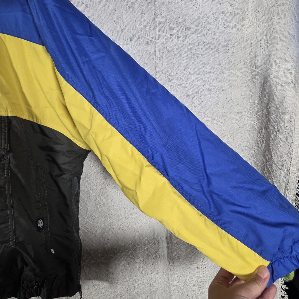 TWN Anorak Pullover‎ Jacket Mens Sm Yellow Blue Colorblock Vintage 90s Gorpcore - Picture 2 of 13